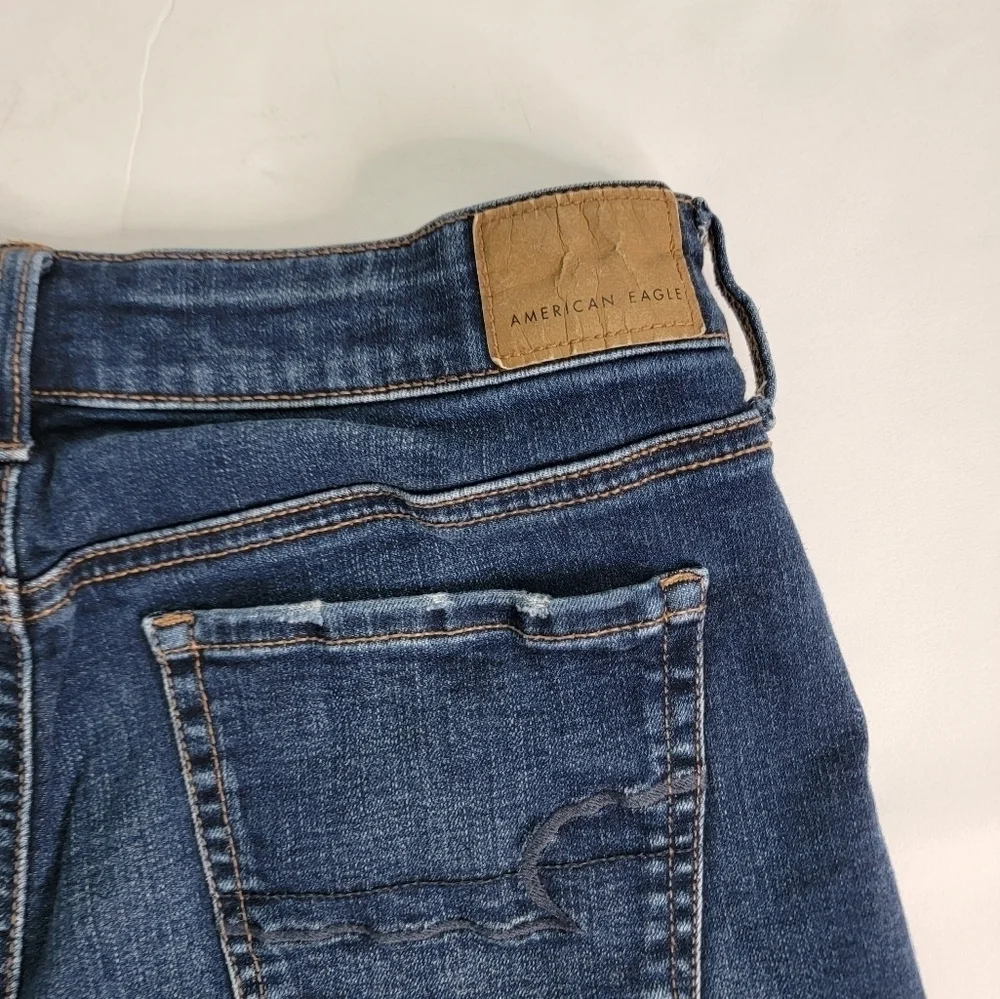 American Eagle Denim Shorts Sz 8 Shortie Dark Wash Super Stretch